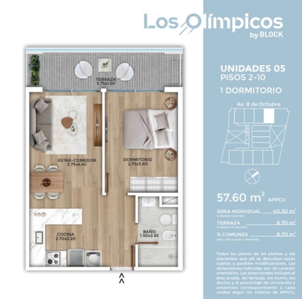 Venta apartamento 1 dormitorio en Los Olímpicos - La Blanqueada