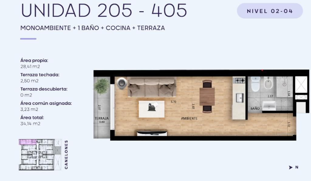 Venta de monoambiente a estrenar en Cordón Sur.