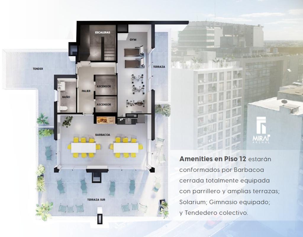 Venta de apartamento de 2 dormitorios a estrenar en Cordón Sur.