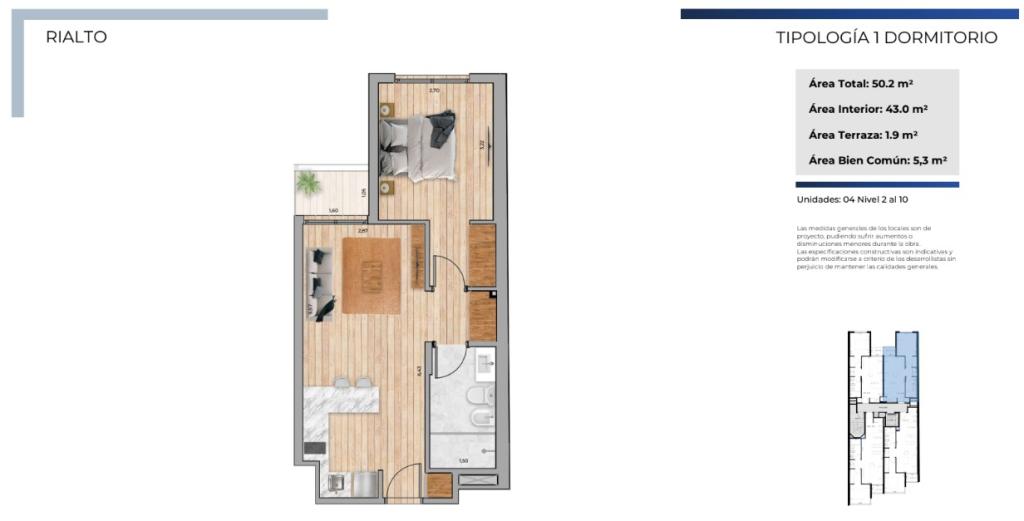 Venta aparatamento 1 dormitorio en Cordón Sur.