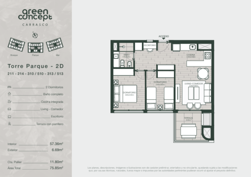 Venta apartamento 2 dormitorios - Carraco - En obra-6