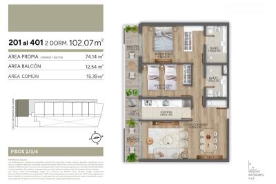 Apartamento de 2 dormitorios en venta en Puertito del Buceo