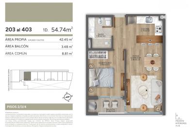 Apartamento de 1 dormitorio en venta en Puertito del Buceo