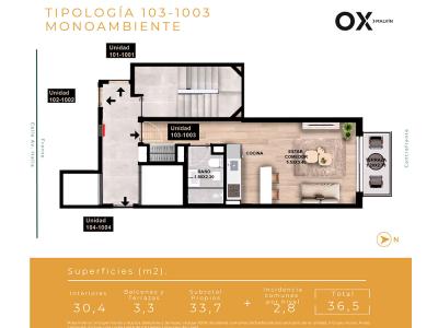 Monoambiente - OX Malvín