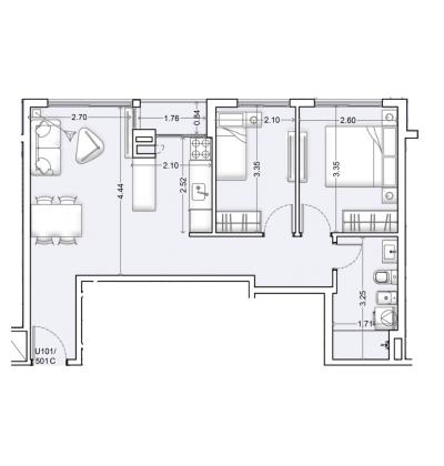Venta - Apartamento 2 dormitorios - Unidad 101C - Nórdico