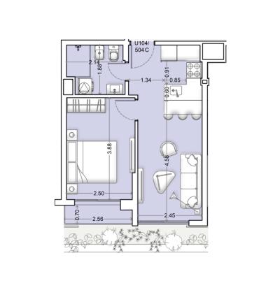 Venta - Apartamento 1 dormitorio - Unidad 104C - Nórdico