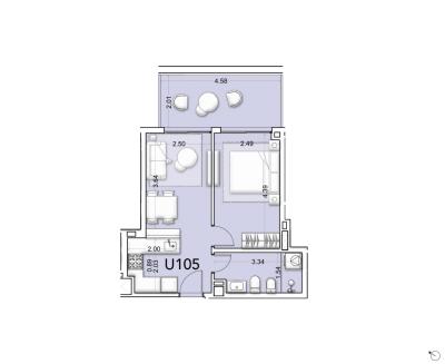 Venta - Apartamento 1 dormitorio - Unidad 105B - Ventura Tres Cruces