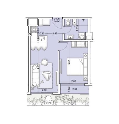 Venta - Apartamento 1 dormitorio - Unidad 105C - Nórdico