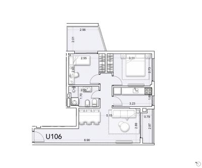 Venta - Apartamento 2 dormitorios - Unidad 106B - Ventura Tres Cruces
