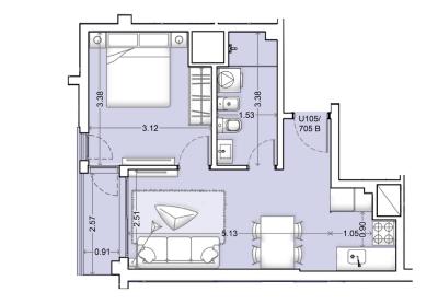 Venta - Apartamento 1 Dormitorio - Unidad 305B - Nórdico