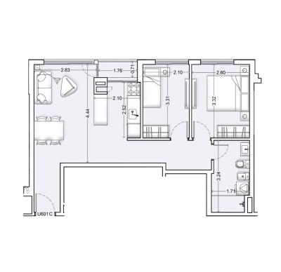 Venta - Apartamento 2 dormitorios - Unidad 601C - Nórdico