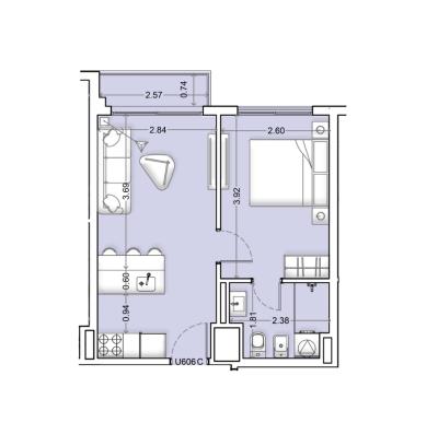 Venta - Apartamento 1 dormitorio - Unidad 606C - Nórdico