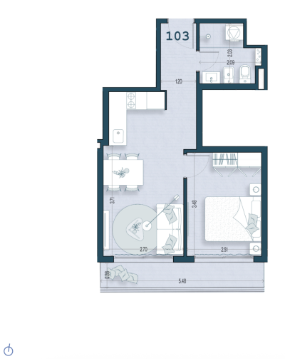 Venta - Apartamento 1 Dormitorio - Unidad 103 - Blend Soho