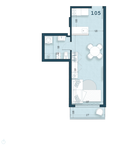 Venta - Apartamento Monoambiente - Unidad 105 - Blend Soho
