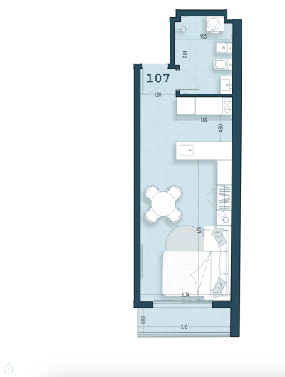 Venta - Apartamento Monoambiente - Unidad 107 - Blend Soho