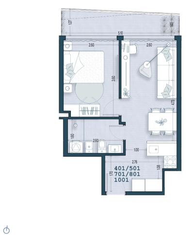 Venta - Apartamento 1 Dormitorio - Unidad 701 - Blend Soho