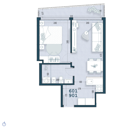 Venta - Apartamento 1 Dormitorio - Unidad 901 - Blend Soho