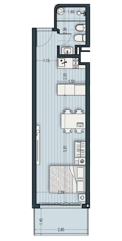 Venta - Apartamento Monoambiente - Unidad 202A - Cosmopolitan