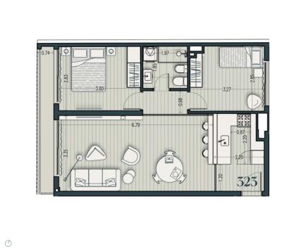 Venta - Apartamento 2 Dormitorios - Unidad 323B - Cosmopolitan