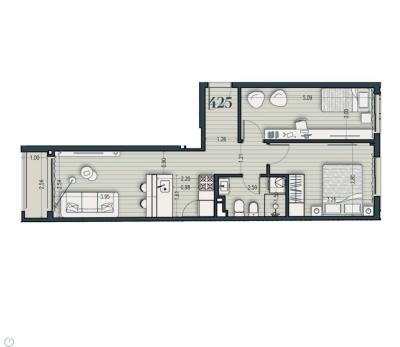 Venta - Apartamento 2 Dormitorios - Unidad 425B - Cosmopolitan