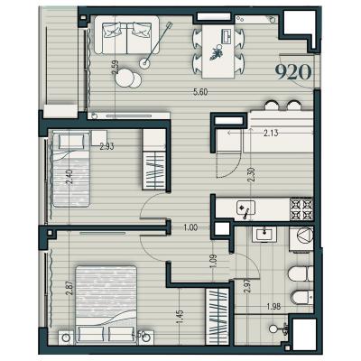 Venta - Apartamento 2 Dormitorios - Unidad 920B - Cosmopolitan