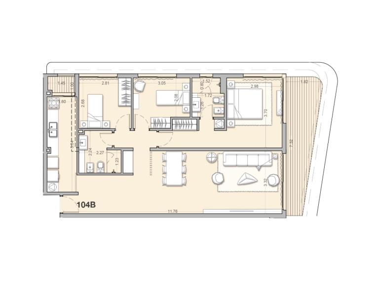 Apartamento 3 dormitorios Piso 1, con Garaje, Unidad 104B - Costanera Village-16