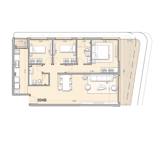 Apartamento 3 dormitorios Piso 2 Con Garaje - Unidad 204B - Costanera Village-16