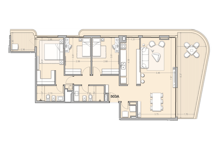 Venta - Apartamento 3 dormitorios - Unidad 503A - Costanera Village-17