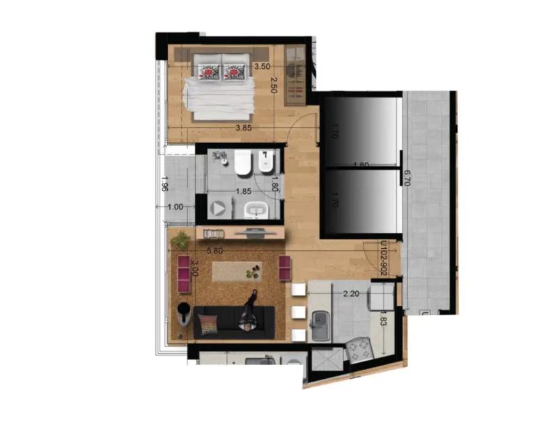Venta - Apto 1 Dormitorio CON RENTA - Unidad 402 - Ventura 2025-12