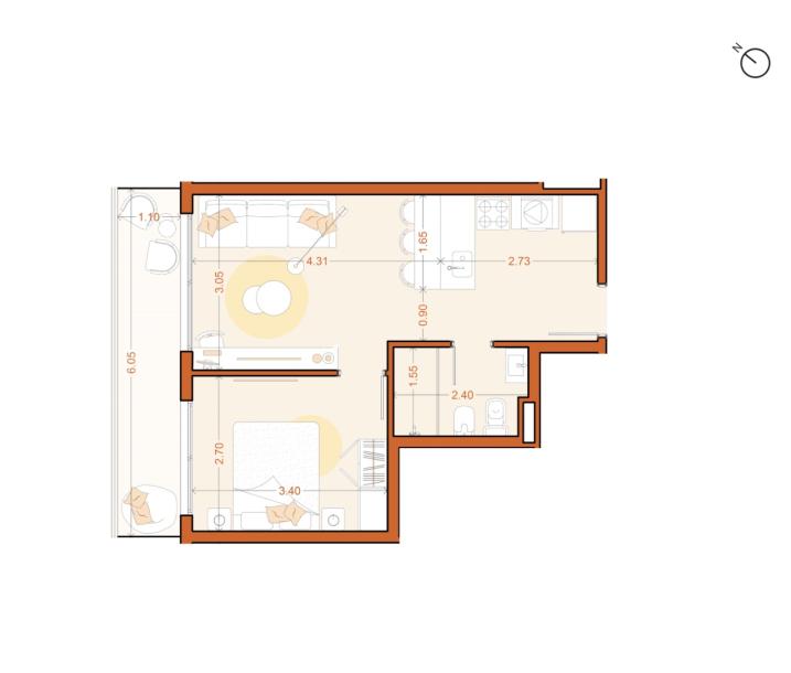 Venta - Apartamento 1 dormitorio - Unidad 206 - Vitra-18