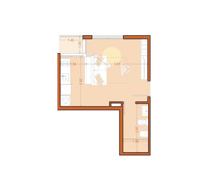 Venta - Apartamento 1 dormitorio - Unidad 216 - Vitra