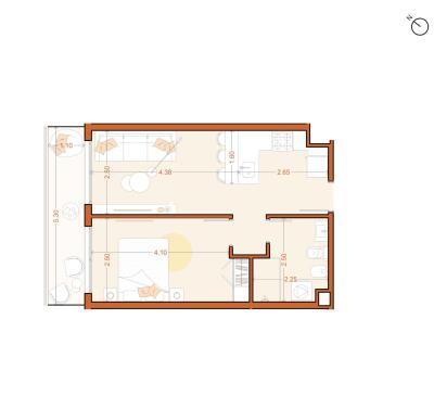 Venta - Apartamento 1 dormitorio - Unidad 304 - Vitra