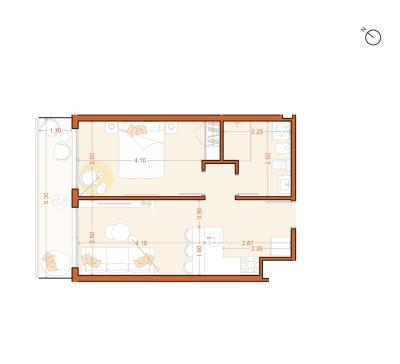 Venta - Apartamento 1 dormitorio - Unidad 805 - Vitra