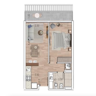 Venta - Apartamento 1 dormitorio - Unidad 102 - Ventura Tower Carrasco