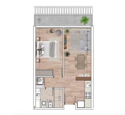 Venta - Apartamento 1 dormitorio - Unidad 103 - Ventura Tower Carrasco