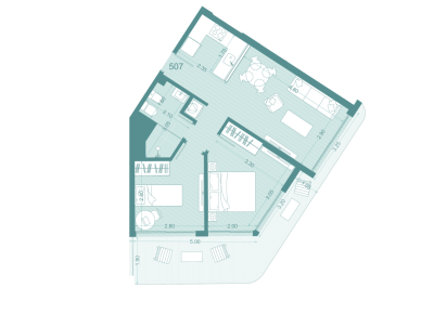 Venta - Apartamento 2 dormitorios - Unidad 507 - Winks Américas