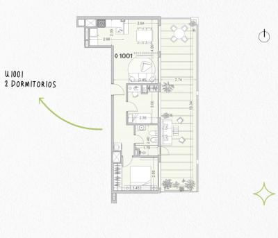Venta - Apartamento 2 dormitorios - Unidad 1001 - Winks Gaboto