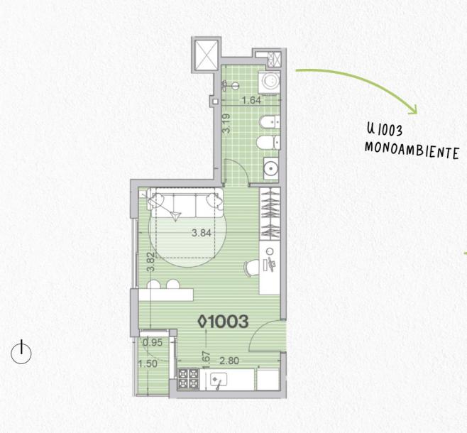 Venta - Apartamento monoambiente - Unidad 1003 - Winks Gaboto-12