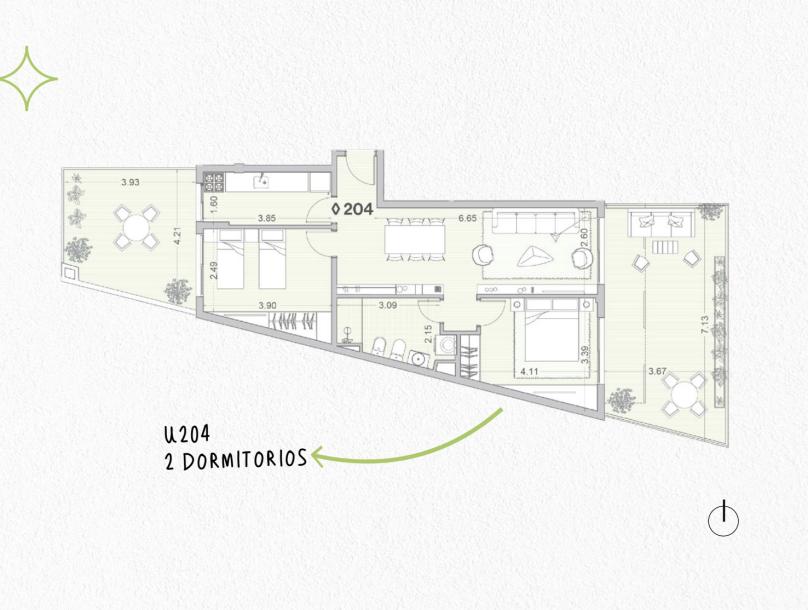 Venta - Apartamento 2 dormitorios - Unidad 204 - Winks Gaboto-11