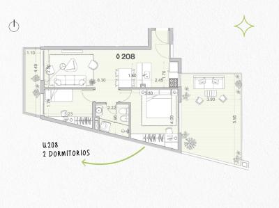 Venta - Apartamento 2 dormitorios - Unidad 208 - Winks Gaboto