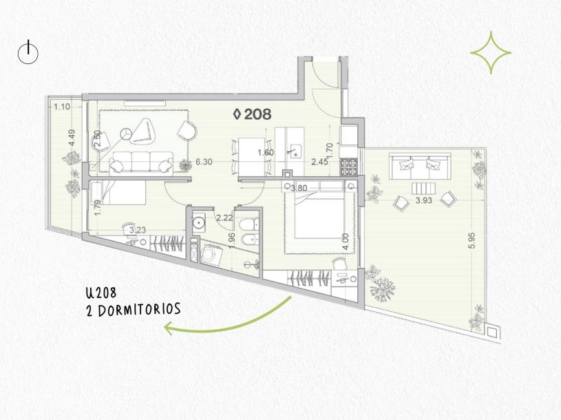 Venta - Apartamento 2 dormitorios - Unidad 208 - Winks Gaboto-11