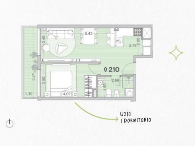 Venta - Apartamento 1 dormitorio - Unidad 210 - Winks Gaboto