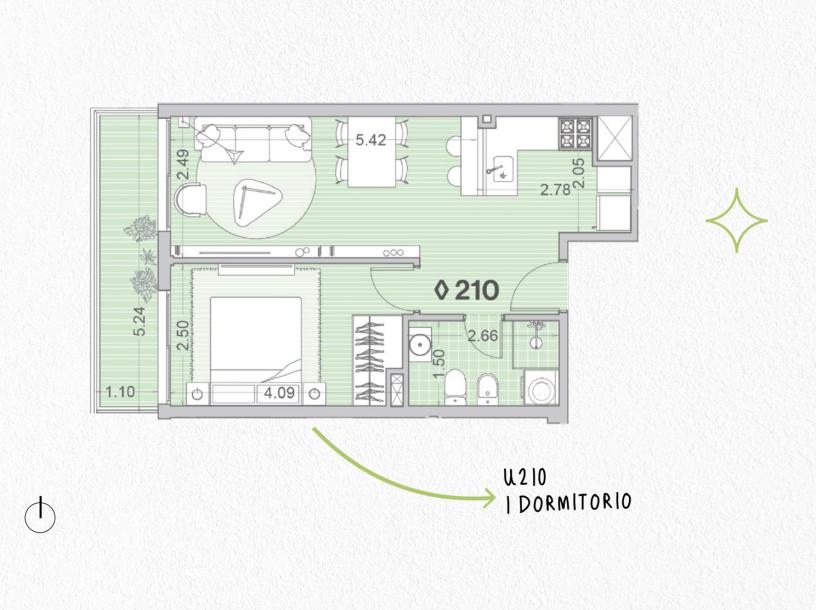 Venta - Apartamento 1 dormitorio - Unidad 210 - Winks Gaboto-11
