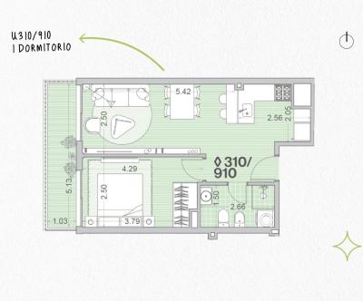 Venta - Apartamento 1 dormitorio - Unidad 310 - Winks Gaboto