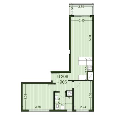 Venta - Apartamento 1 dormitorio - Unidad 206 - Ventura Palermo