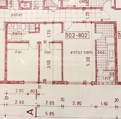 Apto 2 Dorm 1 Baño, Piso 5 MB vista, Terraza Lav, 50 m2., Centro