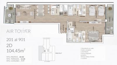 Air Tower - Apto de 2 dorm y 2 baños en Pocitos: 26 Mzo a pasos Rbla & WTC
