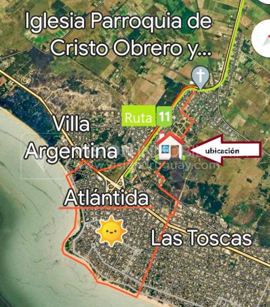 Venta conjunta de Dos Casas independientes en un gran terreno de 622 m2, una de 2 Dormitorios y 1 Baño, la otra de 1 Dormitorio y 1 Baño, Parrillero, Garaje. Barrio Español del balneario Atlántida, 8 cuadras al Norte de la Interbalnearia por Ruta 11.-73
