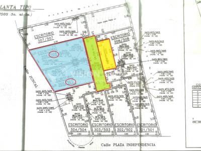 Alquiler de Oficina doble 5to Piso al Frente, 60m2 dos entradas dos baños, Pza Independencia esq Juncal Centro Ciudad Vieja