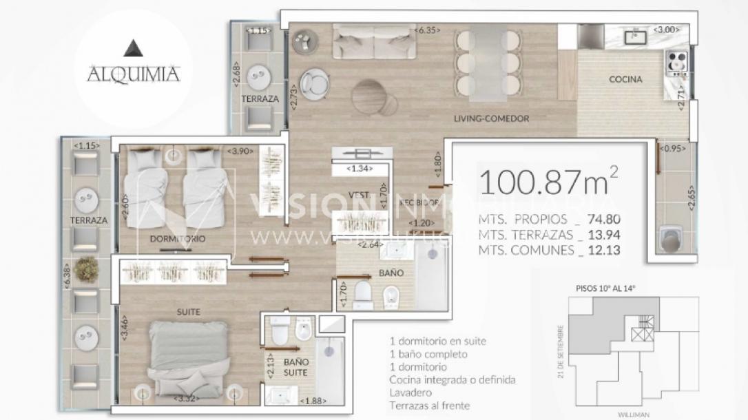 Apto. dos dormitorios y dos baños en la mejor torre, corazón de Punta Carretas-8